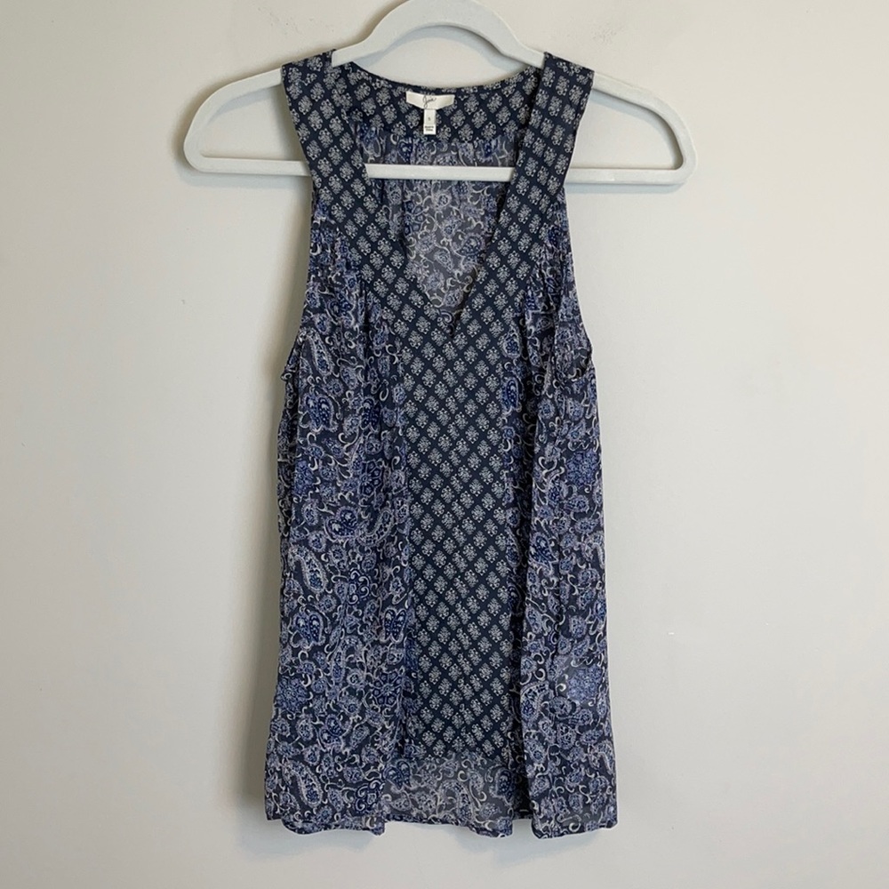 Joie 100% silk blue and white tank top size small